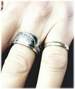 To Thine Own Self Be True Sobriety Coin Rings, 999 Fine Silver