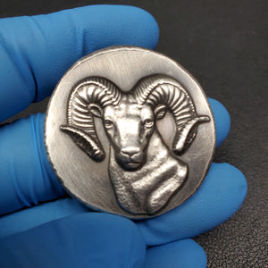 BEX Aries Ram Poured Pressed silver art rounds 