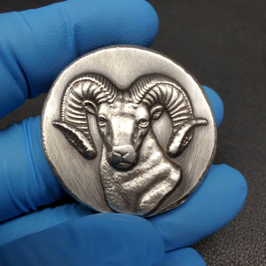 BEX Aries Ram Poured and Pressed silver art rounds 
