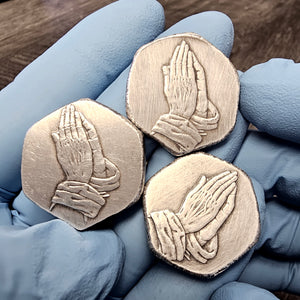 Praying Hands BEX Coin Minting poured silver