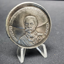 Load image into Gallery viewer, Hand Poured &amp; Stamped Silver Studio Round, Emiliano Zapata