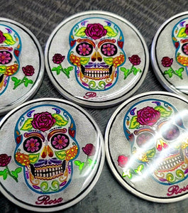 BEX Mexican Enameled Sugar Skull Silver Art Rounds