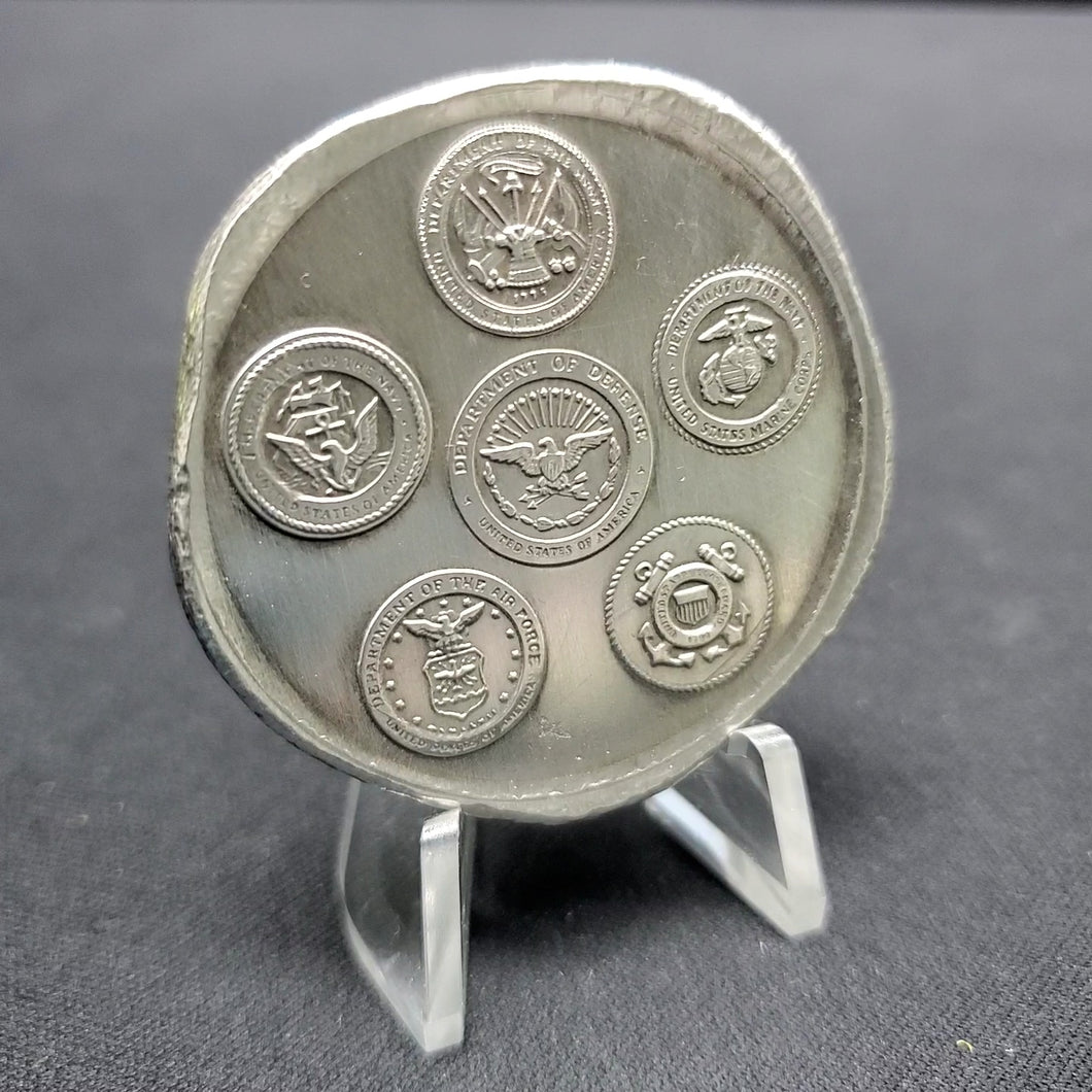 Hand Poured & Stamped Silver Studio Round, Military Branches .999 Fine Silver